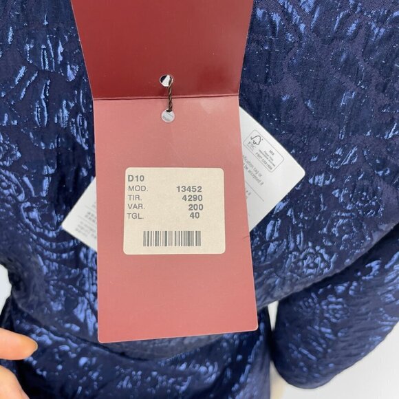 ETRO 2480$ NWT Wrap-effect Metallic Cloqué Floral Ruched Dress Royal blue IT 40 - Picture 15 of 16